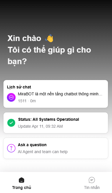 giao diện mirabot mới